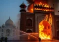 Agra Taj Mahal Fire: ताजमहल में आग लगने से टूरिस्ट में मची अफरातफरी, यहां देखें Video