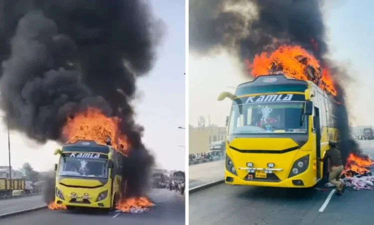 Fire In AC Bus: स्लीपर बस बनीं आग का गोला, जान बचाने को चलती बस से कूदे यात्री..
