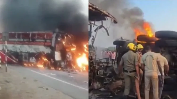 ट्रक से टकराई यात्री बस, आग के गोले में तब्दील हुए दोनों वाहन, 14 जिंदा जले; कई गंभीर रूप से घायल