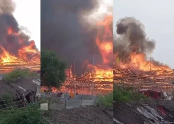 अयोध्या में यज्ञ स्थल पर लगी भीषण आग, पंडाल जलकर खाक, सामने आया वीडियो