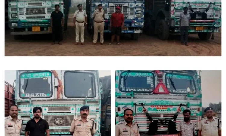 Raigarh News : “ऑपरेशन_प्रहार” के तहत रायगढ़ पुलिस की बड़ी कार्रवाई— 5 वाहनों से 21 लाख रुपये का अवैध कबाड़ जब्त