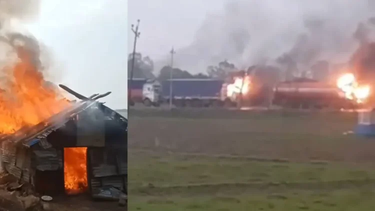 मणिपुर: कुकी उग्रवादियों ने घर पर फेंका बम, मां के साथ सो रहे दो बच्चे आग में जिंदा जले, तेल के 3 टैंकर में लगाई आग