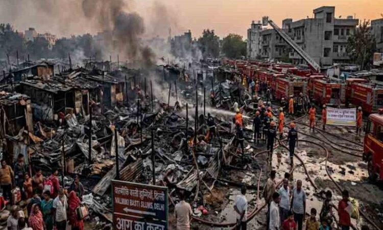 Delhi news: झुगी बस्ती में लगी भीषण आग, 30 झोपड़ियां जलकर राख; 24 दमकल गाड़ियां मौके पर मौजूद