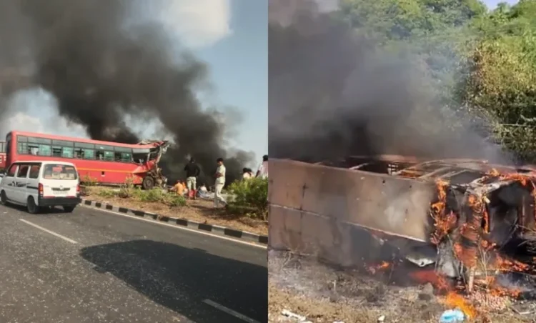 Accident news: भीषण सड़क हादशा; दो सरकारी बसों के बीच जोरदार टक्कर से 8 यात्रियों की जिंदा जलकर मौत